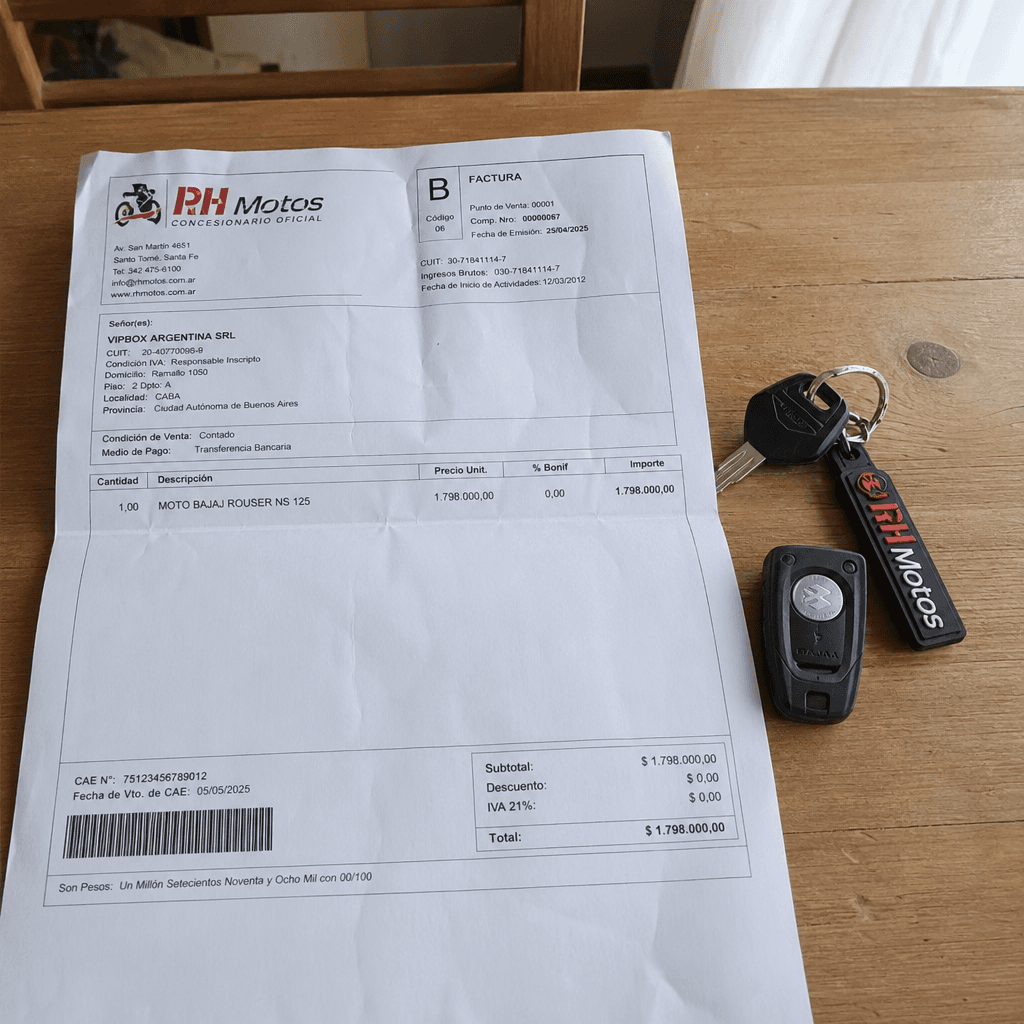 Factura legal del premio comprado por el Club del Concurso